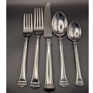Towle Classique Bead 18/10 Stainless Steel 5 Piece Flatware Place Setting Silver